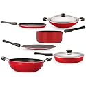 Flat Base Nonstick Cooking Pan and Pot Utensils Combo Kitchen Sets