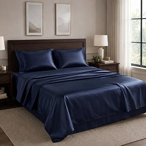 egyptian cotton feel twin size flat bedsheet with 2 pillow covers  800 tc soft amp breathable  navy blue solid pattern for bedrooms and hotels use size 60 x 90 inch
