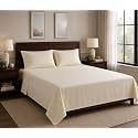 Egyptian Cotton Feel Queen Size Flat Bedsheet with 2 Pillow Covers | 800 TC Soft &amp; Breathable | Ivory Solid Pattern for Bedrooms and Hotels Use (Size: 90 x 107 Inch)