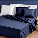 Egyptian Cotton Feel King Size Flat Bedsheet with 2 Pillow Covers | 800 TC Soft &amp; Breathable | Navy Blue Solid Pattern for Bedrooms and Hotels Use (Size: 102 x 108 Inch)