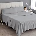 Egyptian Cotton Feel Double Size Flat Bedsheet with 2 Pillow Covers | 800 TC Soft &amp; Breathable | Dark Grey Solid Pattern for Bedrooms and Hotels Use (Size: 60 x 100 Inch)