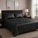 Egyptian Cotton Feel Double Size Flat Bedsheet with 2 Pillow Covers | 800 TC Soft &amp; Breathable | Dark Grey Solid Pattern for Bedrooms and Hotels Use (Size: 60 x 100 Inch)
