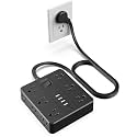 Flat Plug Power Strip, 5Ft Extension Cord with Multiple Outlets