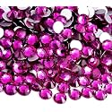 Flat Rhinestones Round Gemstone Beads for Nails Fuchsia SS50 144pcs