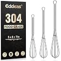 Eddeas Small Whisk Stainless Steel, Mini wire whisk 3 Pieces, 5in, 6in &amp; 7in Tiny Whisks Perfect for Whisking, Beating, Mixing Sauces &amp; Blending Ingredients.