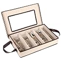 Flatware Storage Case 5 Compartments Silverware Container Box, Beige