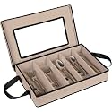 Flatware Storage Case 5 Compartments Silverware Container Box, Brown
