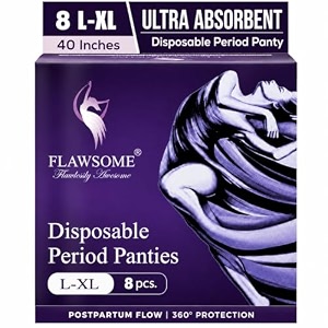 flawsome disposable period panties for women amp girls  high waist anti-bacterial top sheet  360 leak-proof sanitary pad alternative  xl-xxl waist 80-115cm pack of 8  heavy flow overnight postpartum amp maternity  12 hr rash-free