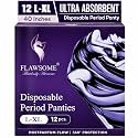 Flawsome Disposable Period Panties for Women &amp; Girls | High Waist, Anti-Bacterial Top Sheet | 360° Leak-Proof Sanitary Pad Alternative | XL-XXL (waist 80-115cm), Pack of 12 | Heavy Flow, Overnight, Postpartum &amp; Matern