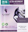 FLAWSOME XL Organic Pads | Leak-Proof, Rash-Free | Without Disposal Cover | 20 Sanitary Pad