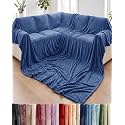 Fleece Blanket Giant 120" x 180" - Ultra-Soft Flannel Throw - Washed Blue