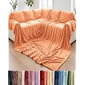 Fleece Blanket Oversized King - Ultra-Soft Flannel Blanket - Peach Fuzz