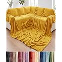 Fleece Blanket Oversized King - Ultra-Soft Flannel Fleece Blanket - Gold