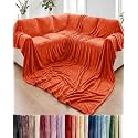 Fleece Blanket Oversized King - Ultra-Soft Flannel Blanket - Burnt Orange