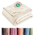Fleece Blanket Throw XL Size - Ultra-Soft Flannel Fleece Blanket - Cream
