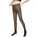 Fleece Lined Tights Women Leggings Thermal Pantyhose Fake Translucent Tights Opaque High Waisted Winter Warm Sheer Tight, Thin - 85g, One Size