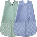 BSTOPPT Fleece Newborn Sleep Sack Baby Swaddle,3-Way Adjustable Wearable Blanket,2 Pack Fleece Swaddling sleeping bag TOG 2.0， (Blue&amp;Green, 6-12 Months)
