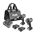 FLEX 24V Brushless Cordless 2-Tool Combo Kit: 1/2-Inch 2-Speed Drill Driver and 1/4-Inch Hex Impact Driver with (2) 2.5Ah Lithium Batteries and 75W Charger - FXM209-2A