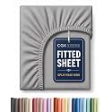 Flex Top King Fitted Bed Sheet - Split Head Fitted Sheet - Heathered Grey