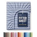 Flex Top King Fitted Bed Sheet - Split Head Fitted Sheet - Blue Stripes