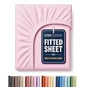 Flex Top King Fitted Bed Sheet - Split Head Fitted Sheet - Light Pink