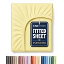 Flex Top King Fitted Bed Sheet - Split Head Single Fitted Sheet - Yellow