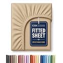 Flex Top King Fitted Bed Sheet - Split Head Fitted Sheet - Heathered Tan