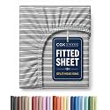 Flex Top King Fitted Bed Sheet - Split Head Fitted Sheet - Grey Stripes