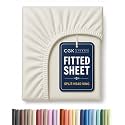 Flex Top King Fitted Bed Sheet - Split Head Single Fitted Sheet - Off White