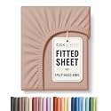 Flex Top King Fitted Bed Sheet - Split Head Single Fitted Sheet - Mauve
