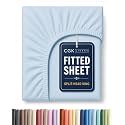 Flex Top King Fitted Bed Sheet - Split Head Single Fitted Sheet - Sky Blue