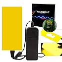 Flexible Led Panel,Electroluminescent Panel Sheet EL Tape Cuttable Soft for Mask Eye Cosplay Party Decor DIY-Continuous/Slow Flash/Fast Strobe 12x5cm Yellow