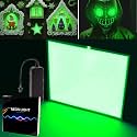 Flexible Led Panel,Electroluminescent Panel Sheet EL Tape Cuttable Soft for Mask Eye Cosplay Party Decor DIY-Continuous/Slow Flash/Fast Strobe 10x10cm (green, 10x10)