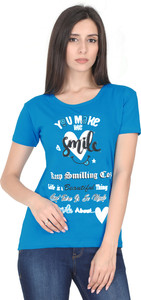 Fleximaa Casual Regular Sleeve Printed Women Blue