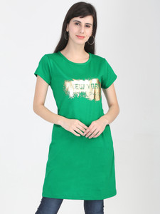 Fleximaa Casual Regular Sleeve Printed Women Green