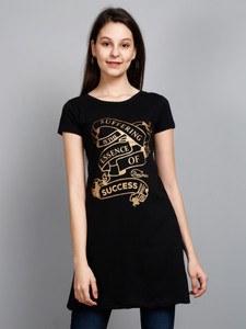 Fleximaa Casual Regular Sleeve Printed Women Black