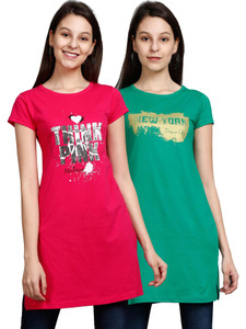 Fleximaa Casual Short Sleeve Printed Women Green