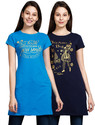 Fleximaa Casual Short Sleeve Printed Women Dark