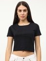 Fleximaa Casual Solid Women Black Top