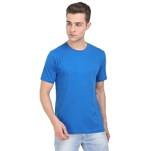 FLEXIMAA Mens Cotton Round Neck Plain Half