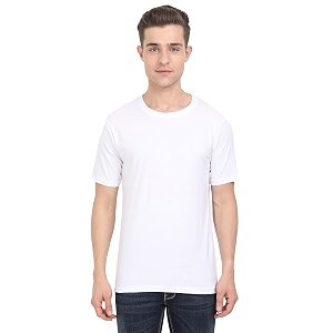 FLEXIMAA Mens Cotton Round Neck Plain Half