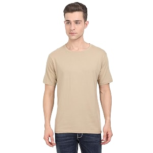 FLEXIMAA Mens Cotton Round Neck Plain Half