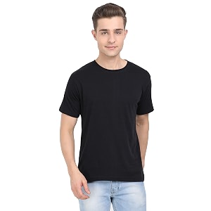 FLEXIMAA Mens Cotton Round Neck Plain Half