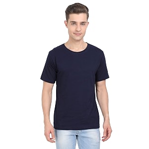 FLEXIMAA Mens Cotton Round Neck Plain Half