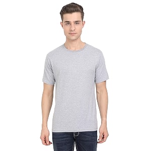 FLEXIMAA Mens Cotton Round Neck Plain Half