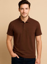 Fleximaa Solid Men Polo Neck Brown T-Shirt
