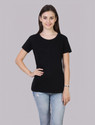 Fleximaa Solid Women Round Neck Black T-Shirt