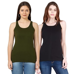 fleximaa women39s cotton plain round neck sleeveless t-shirt