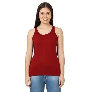 fleximaa women39s cotton plain round neck sleeveless t-shirt