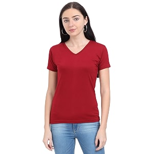 fleximaa women39s cotton plain v neck half sleeve t-shirt
